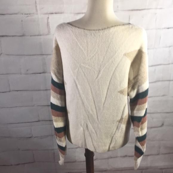 Madewell Stripe Sleeve Geo Pullover Sweater - Picture 8 of 11